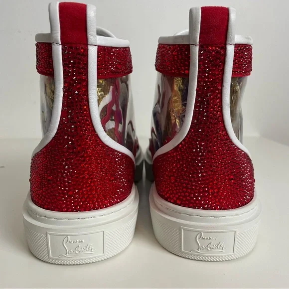 LIMITED EDITION Christian Louboutin High Top Sneaker Sz 41.5 Dolan Strass Trash - Picture 7 of 15
